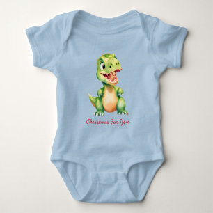 Funny baby Dinosaur eat gingerbread cookies Xmas Bodysuit