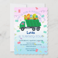 Funny baby dinosaur garbage truck Birthday Name