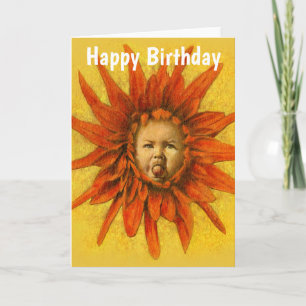 Funny Baby Flower Birthday Card