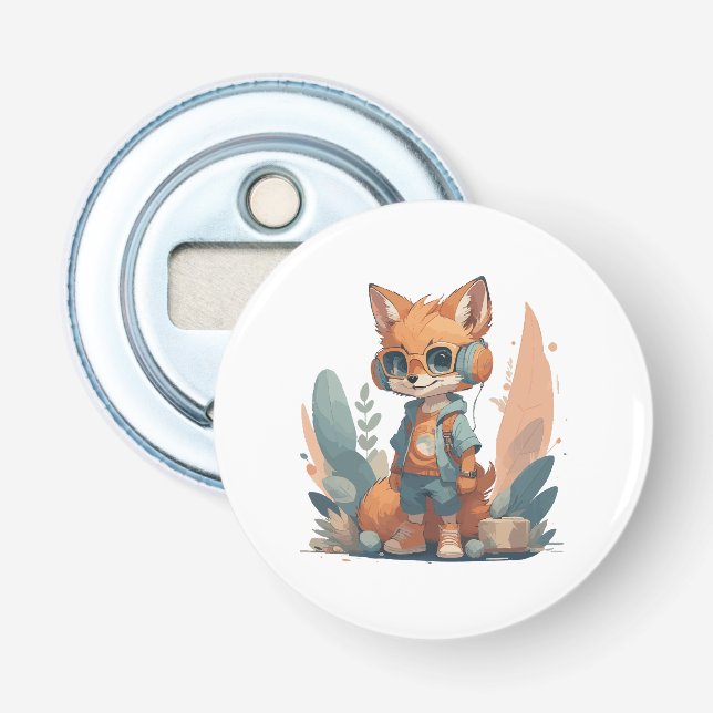 Funny baby fox headphone bottle opener (Front)