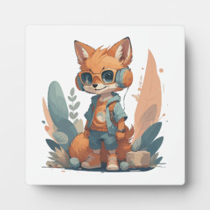 Funny baby fox headphone plaque