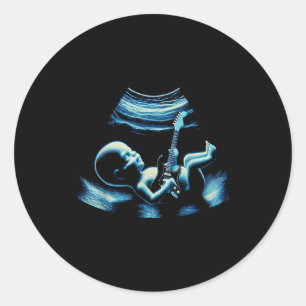 Funny Baby Guitar Player Rock Music Pregnancy Anno Classic Round Sticker