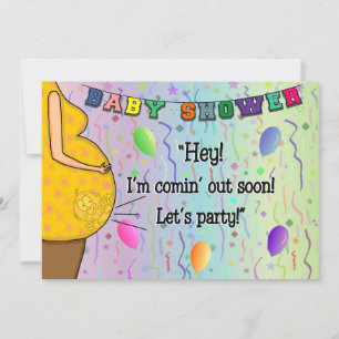 Funny Baby I'm Coming Out Party Cartoon Invite