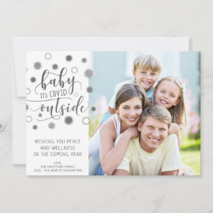 Funny BABY ITS COVID OUTSIDE Silver Grey Holiday Card