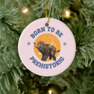 Funny Baby Mammoth Prehistoric Birthday Ceramic Tree Decoration