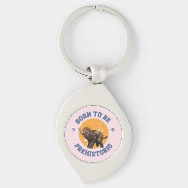 Funny Baby Mammoth Prehistoric Birthday Key Ring (Front)