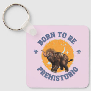 Funny Baby Mammoth Prehistoric Birthday Key Ring