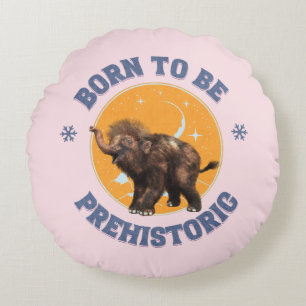 Funny Baby Mammoth Prehistoric Birthday Round Cushion