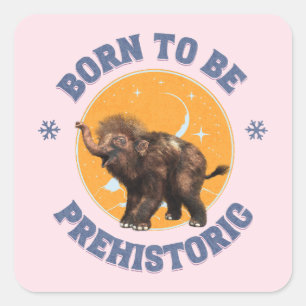 Funny Baby Mammoth Prehistoric Birthday Square Sticker