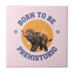 Funny Baby Mammoth Prehistoric Birthday Tile