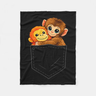 Funny baby monkey punch and ora-mama pocket men fleece blanket