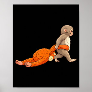 Funny baby monkey punch cute animal men women kids poster