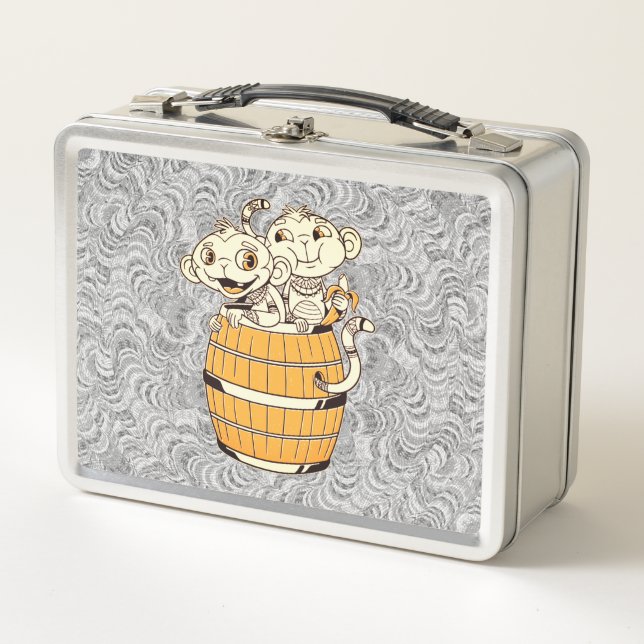 Funny Baby Monkeys Metal Lunch Box (Front)