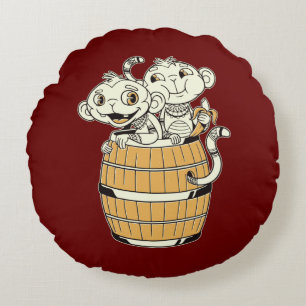 Funny Baby Monkeys Round Cushion
