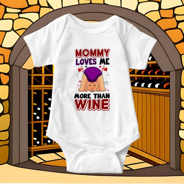 funny baby Mummy loves  wine word art unisex Bodysuit (Creator Uploaded)