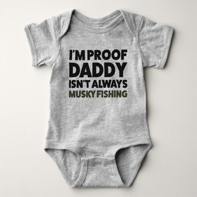 Funny Baby Musky Fishing Jersey Bodysuit Shirt (Front)