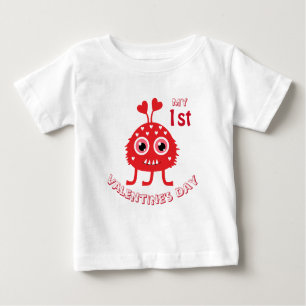 Funny Baby My First Valentine's Day Cute Monster Baby T-Shirt