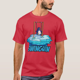 Funny Baby Pinguin Swings First Day Of School Outf T-Shirt