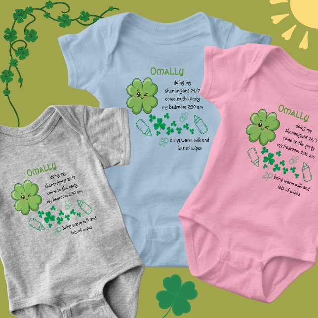 Funny Baby Quote Green Clover St Patricks Bodysuit (Creator Uploaded)