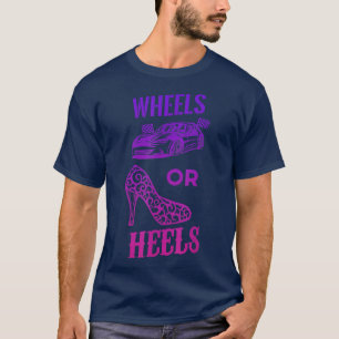 Funny Baby Shower Gender Reveal Wheels or Heels Te T-Shirt