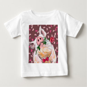 Funny Baby T-Shirt Pig with Rose