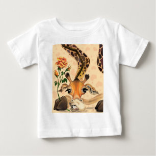 Funny Baby T-Shirt Romantic Giraffe with Rose