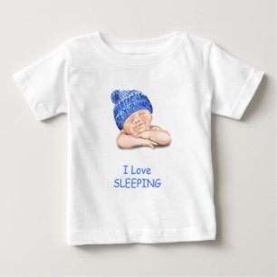 Funny Baby T-Shirt Sleeping Happy Baby Custom Text