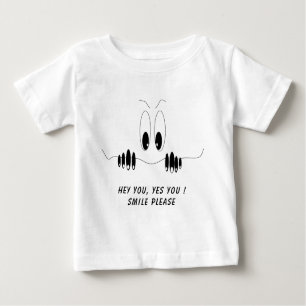 Funny Baby T-Shirt with Curiosity Eyes - Smile