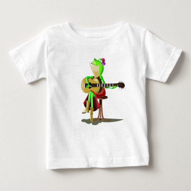 Funny Baby T-Shirt with Frog Playing Guitar (Front)