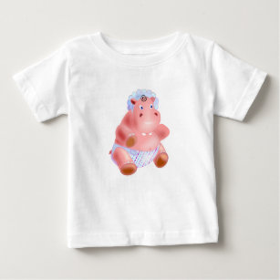 Funny Baby T-Shirt with Happy Baby Hippo