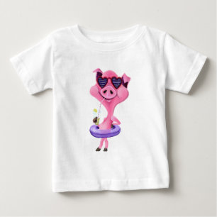 Funny Baby T-Shirt with Happy Party Pig