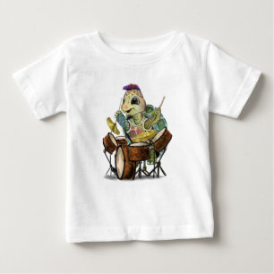 Funny Baby T-Shirt with Turtle Drummer