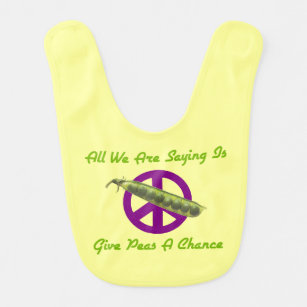 Funny Baby's Bib Give Peas a Chance