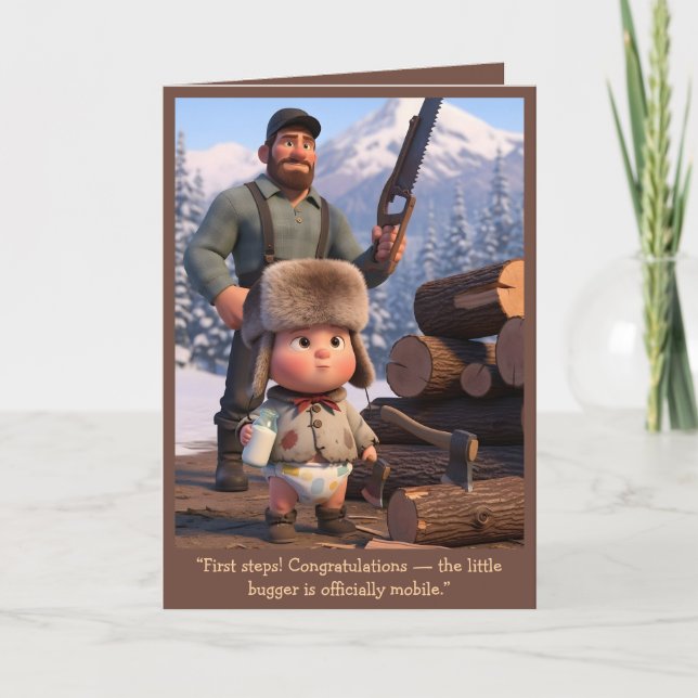 Funny Baby's First Steps Card (Front)