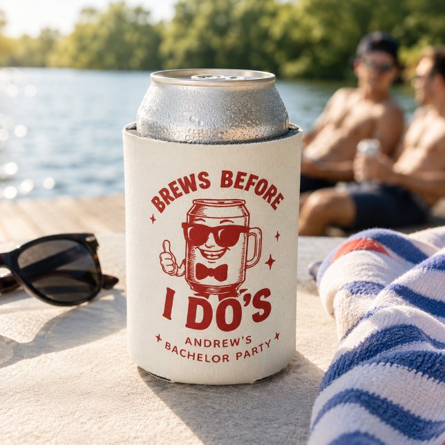 Funny Bachelor Party Brews Before I Do's Beer Can Cooler (Creator Uploaded)