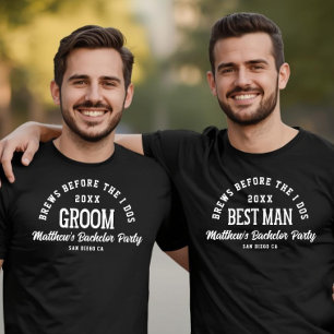 Funny Bachelor Party Brews Before I Dos Best Man T-Shirt