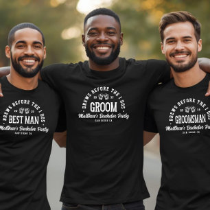 Funny Bachelor Party Brews Before I Dos Groom Beer T-Shirt