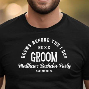 Funny Bachelor Party Brews Before I Dos Groom T-Shirt