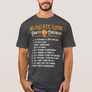 Funny Bachelor Party Checklist For Groom On Bachel T-Shirt