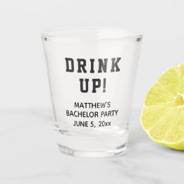 Funny Bachelor Party Drink Up Wedding Favour Shot Glass