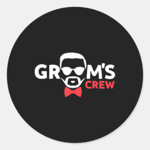 Funny Bachelor Party Grooms Crew Stag Wedding Part Classic Round Sticker