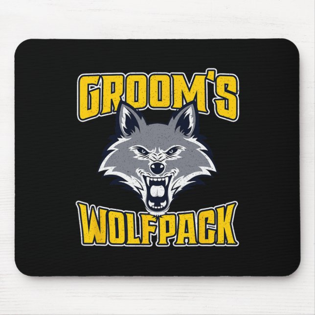 Funny Bachelor Party Groom's Wolfpack Wedding Part Mouse Pad (Front)
