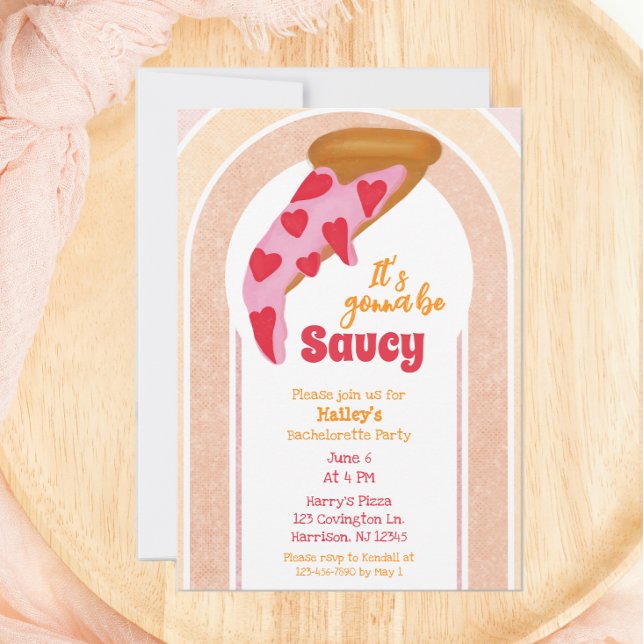Funny Bachelorette Party Pizza Party Invitation (Creator Uploaded)