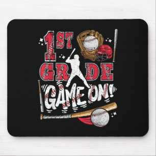 Funny Back To School 1st Grade Baseball Game On Fi Mouse Pad