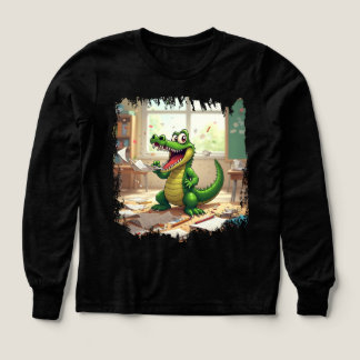 Funny Back to School Dinosaur Eating Homework