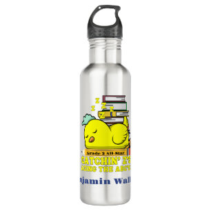 Funny Back to School Grade Name Sleeping Chicken  710 Ml Water Bottle