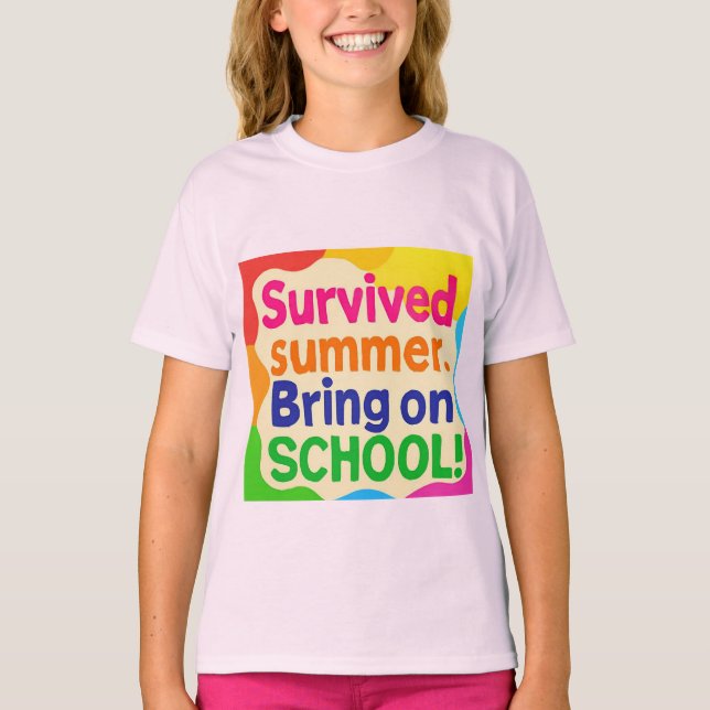 Funny Back to School Kids T-Shirt – "Survived Summ (Front)