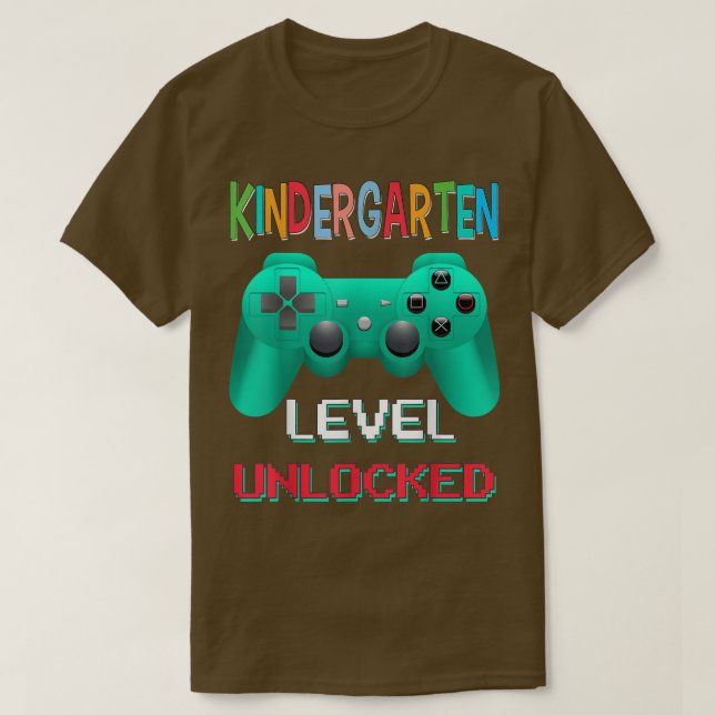 Funny Back To School Kindergarten Level Unlocked V T-Shirt (Design Front)