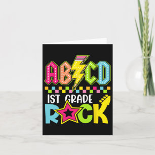 Funny Back To School Lightning Bolt 1st Grade Rock Card