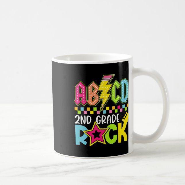 Funny Back To School Lightning Bolt 2nd Grade Rock Coffee Mug (Right)